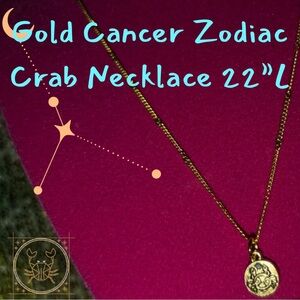 Gold Coin Cancer Zodiac Crab Necklace June July Birthday Gift Jewelry mcbling